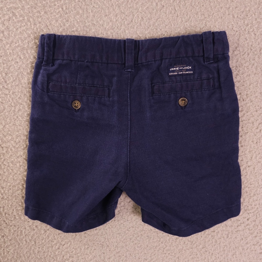 Janie and Jack Red White and You Shorts Boys 2T Navy Blue Linen Blend Chino - Picture 2 of 11